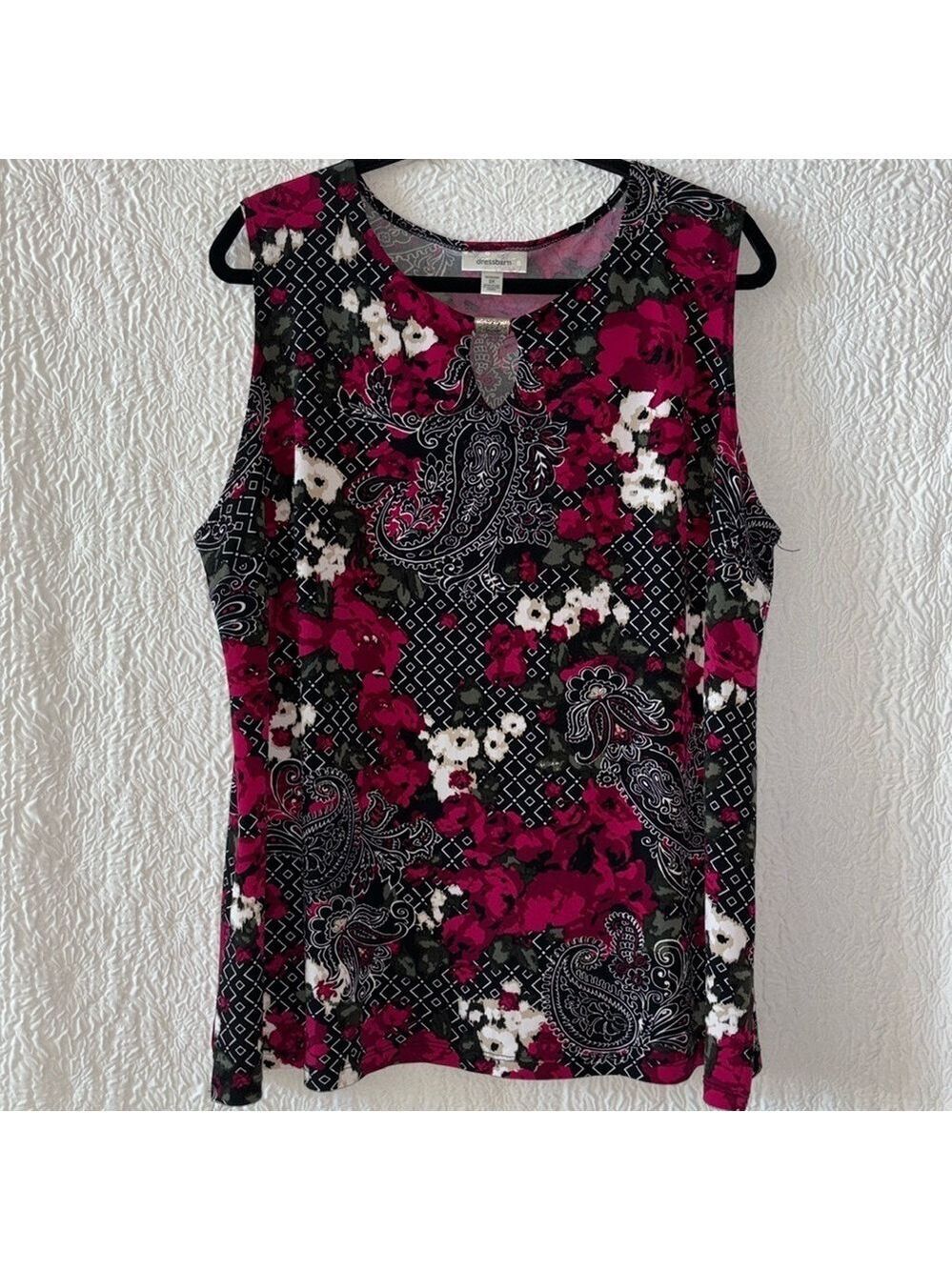 Dress Barn Sleeveless Paisley Floral Print Blouse